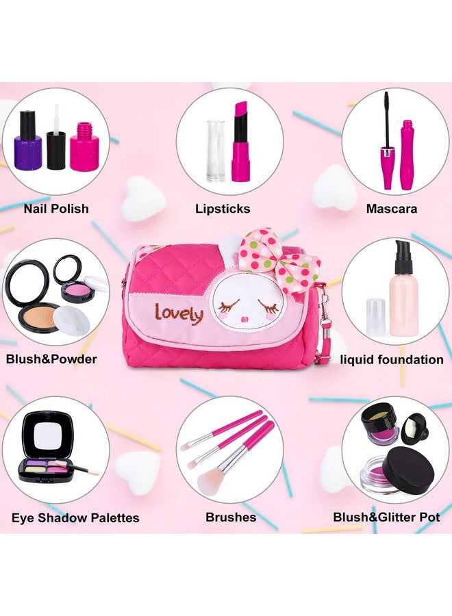 Ginmic GINMIC Kids Makeup Kit - Pretend Play Makeup Set Toys with Pink Princess Purse & Sunglasses for Girls 3-10 Year Old - Including Brushes, Eye Shadows, Lipstick  - Image 4