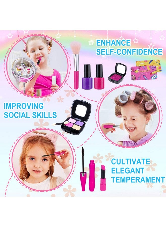 Ginmic GINMIC Kids Makeup Kit - Pretend Play Makeup Set Toys with Pink Princess Purse & Sunglasses for Girls 3-10 Year Old - Including Brushes, Eye Shadows, Lipstick  - Image 3