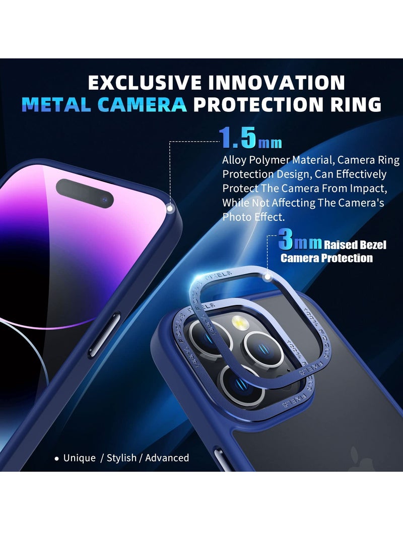 Designed for iPhone 14 Pro Max Case 6.7inch, Military Grade Drop Protection, Skin-Friendly PC Back, Advanced Camera Protection Ring, Anti-Scratch Anti-Fingerprint for iPhone 14 Pro Max (Deep Blue) - Image 4