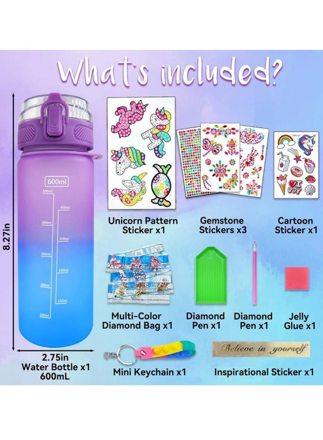 أفضل ذروة مجموعة تزيين زجاجات المياه للفتيات، ألعاب فنية وحرفية ممتعة للأطفال فوق سن 3 سنوات، أعمال فنية وحرفية لرسم الأحجار الكريمة، ألعاب فنية وحرفية ممتعة لأعياد ميلاد الفتيات (أرجوانية) - Image 2