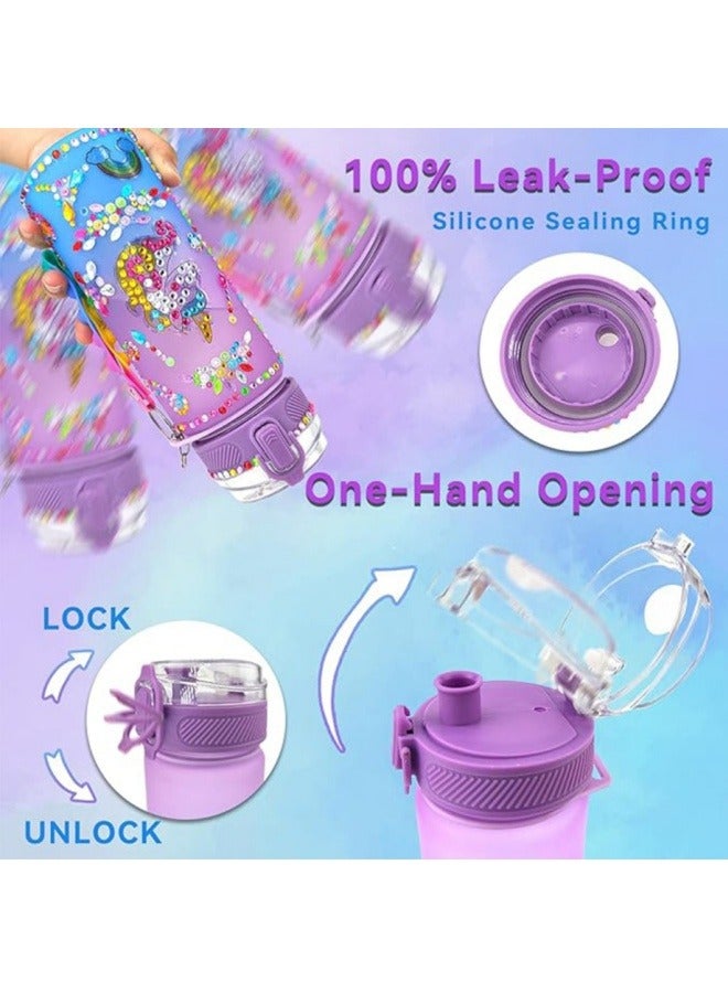 أفضل ذروة مجموعة تزيين زجاجات المياه للفتيات، ألعاب فنية وحرفية ممتعة للأطفال فوق سن 3 سنوات، أعمال فنية وحرفية لرسم الأحجار الكريمة، ألعاب فنية وحرفية ممتعة لأعياد ميلاد الفتيات (أرجوانية) - Image 4