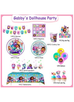 Gabby Dollhouse Party Decoration for 10 Guests, Gabby Birthday Disposable Tableware Set Gabby Dollhouse Birthday Party Plates Cups Napkins Gabby Dollhouse Party Balloons Banner - pzsku/Z4D003F717C5103718059Z/45/_/1740366057/023aca70-d44b-419d-8072-cc5bd43fd6dc