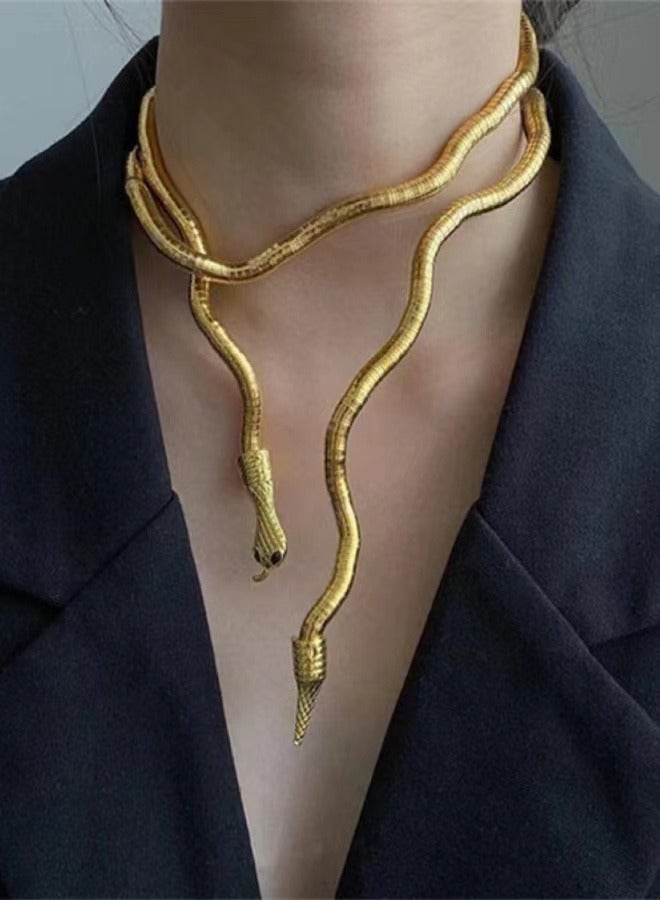Stylish Wrapped Snake Choker - Unique and Exclusive Necklace Design Gold - Image 1