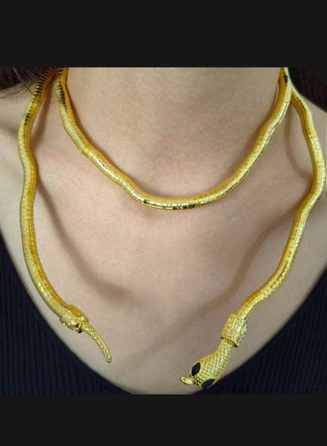 Stylish Wrapped Snake Choker - Unique and Exclusive Necklace Design Gold - Image 2