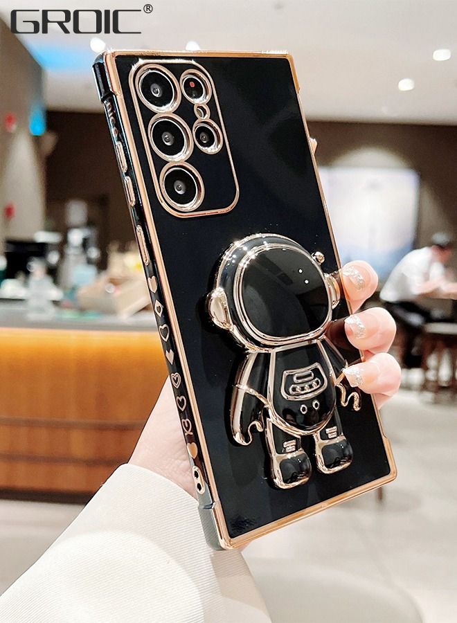GROIC Phone Case for Samsung Galaxy S23 Ultra 6.8" 6D Electroplating Astronaut Phone Case Hidden Stand Protective Cover Astronaut Folding Bracket Phone Case with Camera Protector - Image 2