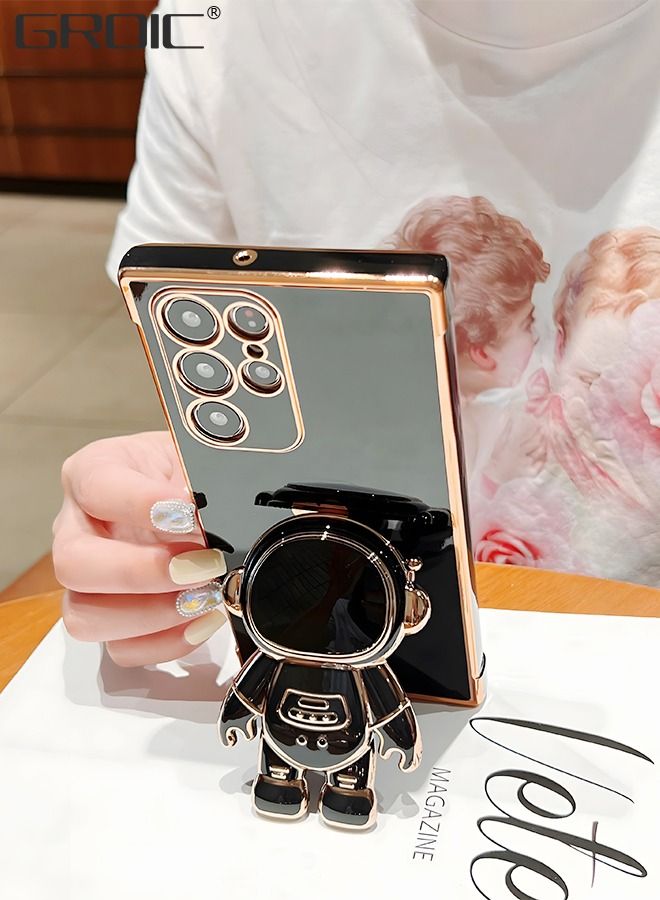 GROIC Phone Case for Samsung Galaxy S23 Ultra 6.8" 6D Electroplating Astronaut Phone Case Hidden Stand Protective Cover Astronaut Folding Bracket Phone Case with Camera Protector - Image 4