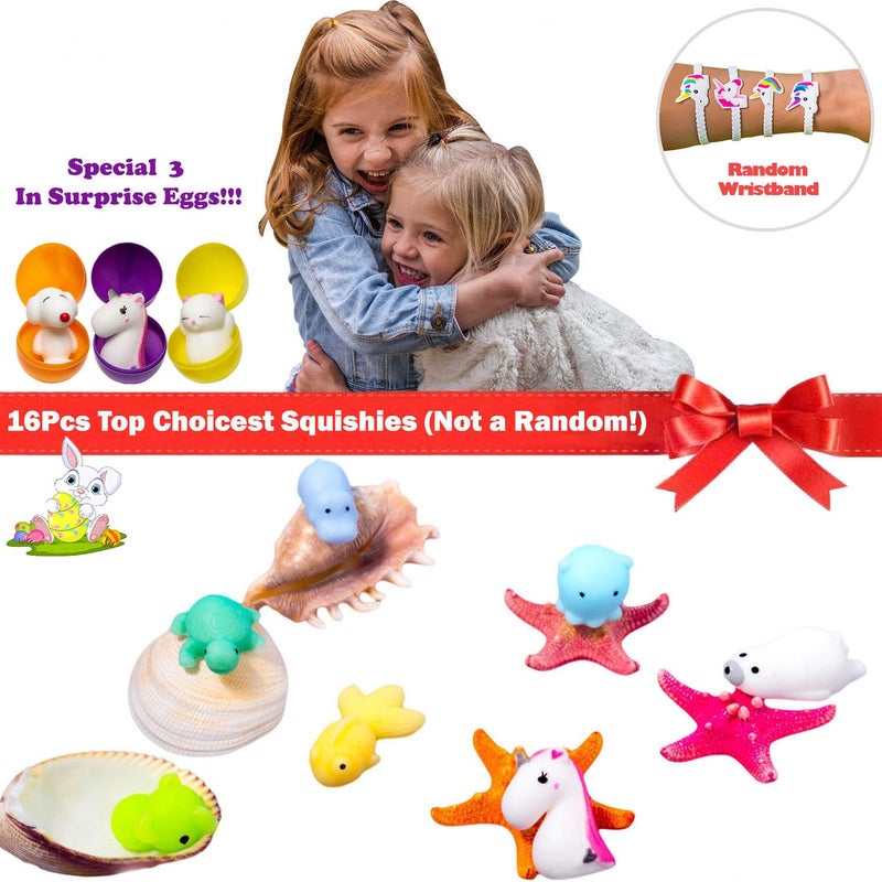 BYDOOO BD Easter Basket Stuffers â€“ 3 Pre-Filled Easter Egg Fillers, Mochi Squishies 16pcs, Classroom Prizes & Unicorn Party Favors, Claw Machine Toys - Image 3