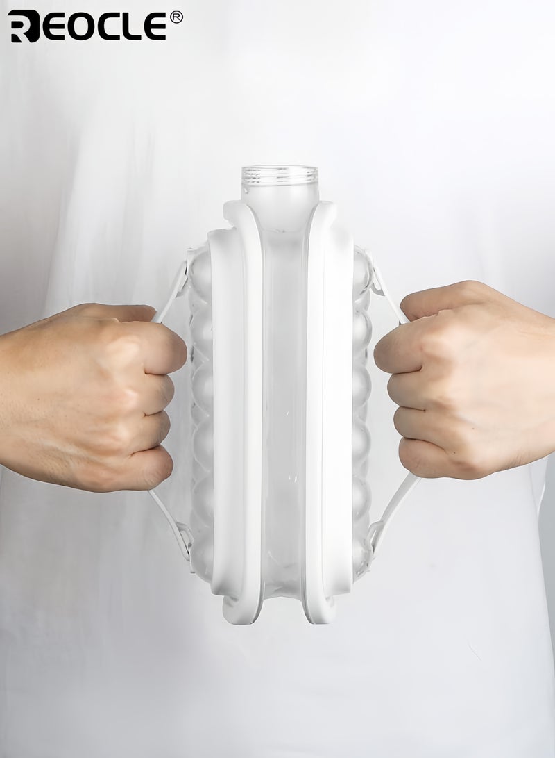 REOCLE Foldable lce Maker Water Bottle Two-in-One Rectangular lce Tray Pot Large Capacity Bottle Portable Beverage Cooling Durable Plastic lce Bucket Household Ice Maker - Image 5