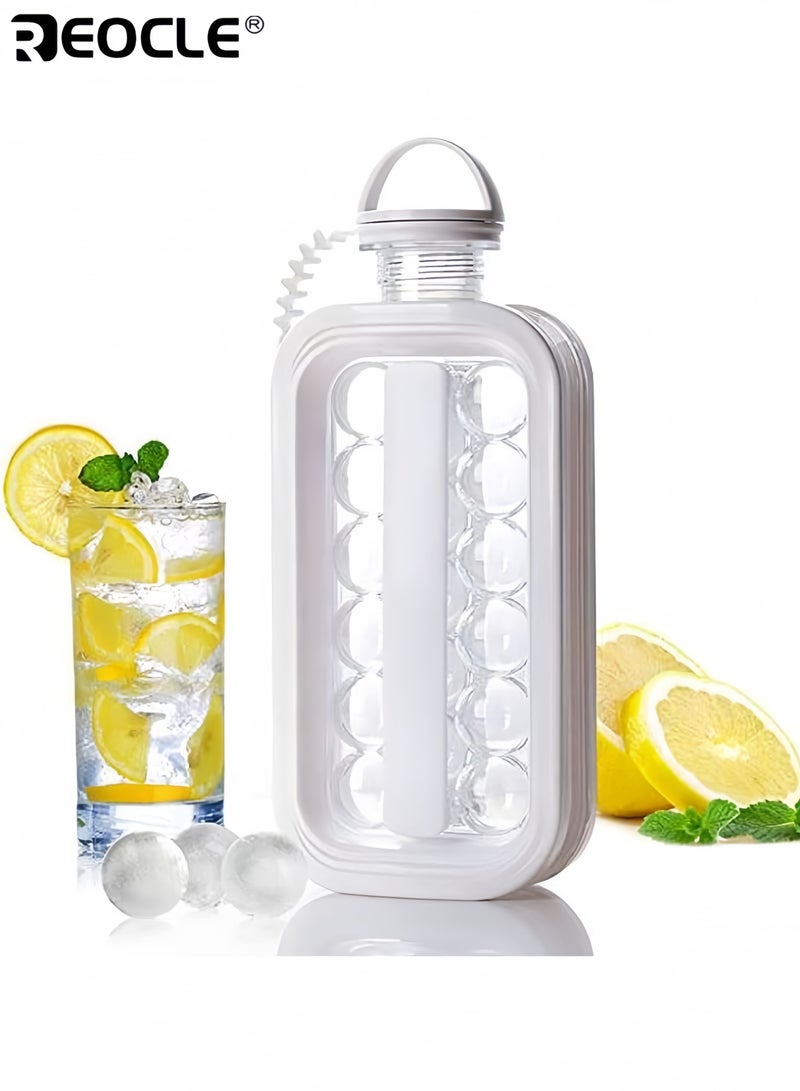 REOCLE Foldable lce Maker Water Bottle Two-in-One Rectangular lce Tray Pot Large Capacity Bottle Portable Beverage Cooling Durable Plastic lce Bucket Household Ice Maker - Image 1