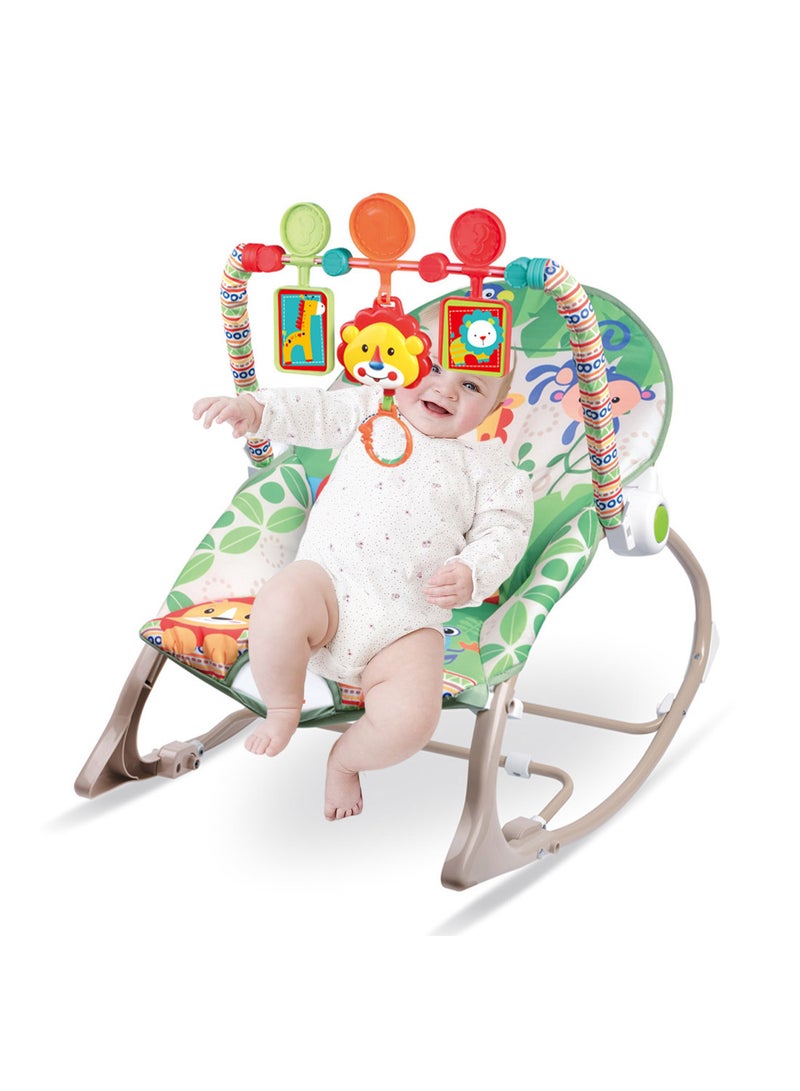 ما بيبي كرسي هزاز للأطفال متعدد الوظائف، كرسي هزاز للأطفال حديثي الولادة مزود بموسيقى ولعبة، يمكن الجلوس والاستلقاء، كرسي هزاز للأطفال - Image 1