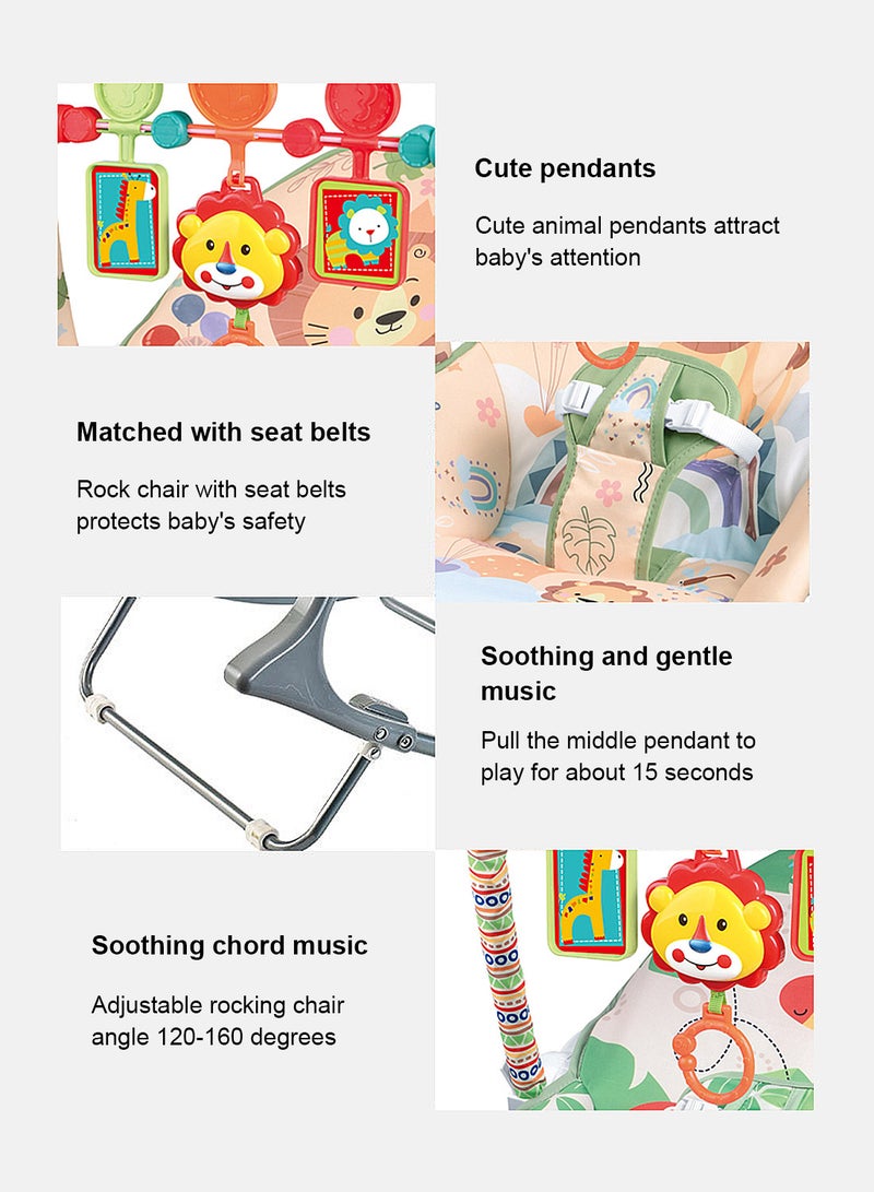ما بيبي كرسي هزاز للأطفال متعدد الوظائف، كرسي هزاز للأطفال حديثي الولادة مزود بموسيقى ولعبة، يمكن الجلوس والاستلقاء، كرسي هزاز للأطفال - Image 3