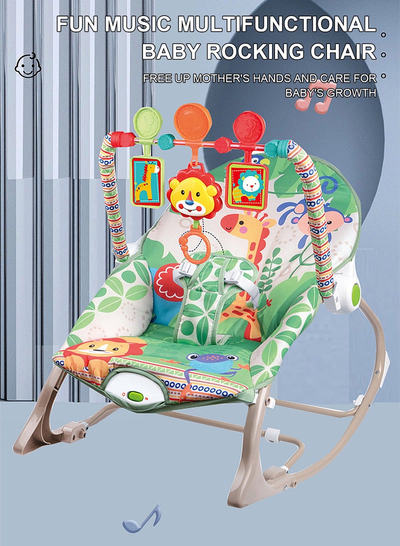 ما بيبي كرسي هزاز للأطفال متعدد الوظائف، كرسي هزاز للأطفال حديثي الولادة مزود بموسيقى ولعبة، يمكن الجلوس والاستلقاء، كرسي هزاز للأطفال - Image 2