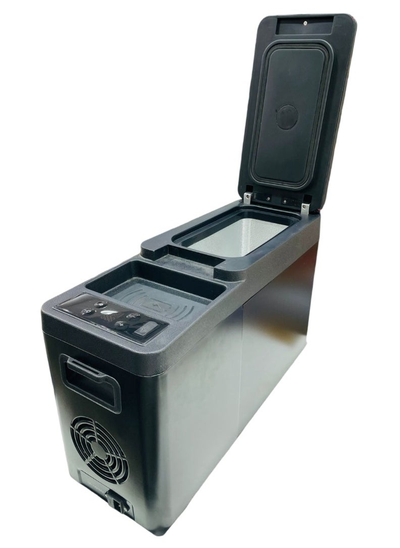 Royal - ROYAL - Car Portable Mini Fridge, 1 Zone 8 Liter Freezer Compressor with Wireless Mobile Charger, Dual-core Cooling, Temperature Control -28°c-65°c, Using for Car. (YSF8) (Black) - Image 1