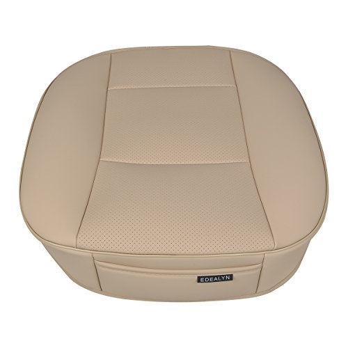 EDEALYN Ultra-Luxury PU Leather Car Seat Protection Cover Car Seat Cover for Most Four-Door Sedan&SUV,Single Seat Cover Without Backrest 1PCS (W 20.8× D 21× T 0.2inch) (3D-Beige) - Image 4