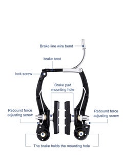 Excefore V Bike Brakes Set, 2 Sets Universal Complete Bike Brakes, Mountain Bike Replacement for Most Bicycle, Road Bike Brakes Cables with Front Back Wheels End Caps, End Ferrules, Black  - Image 4