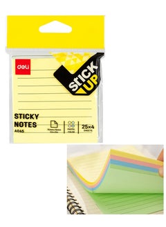 Deli 100-Sheet Lined Sticky Notes Pastel Colours 3x3 Inch Size  - Image 1