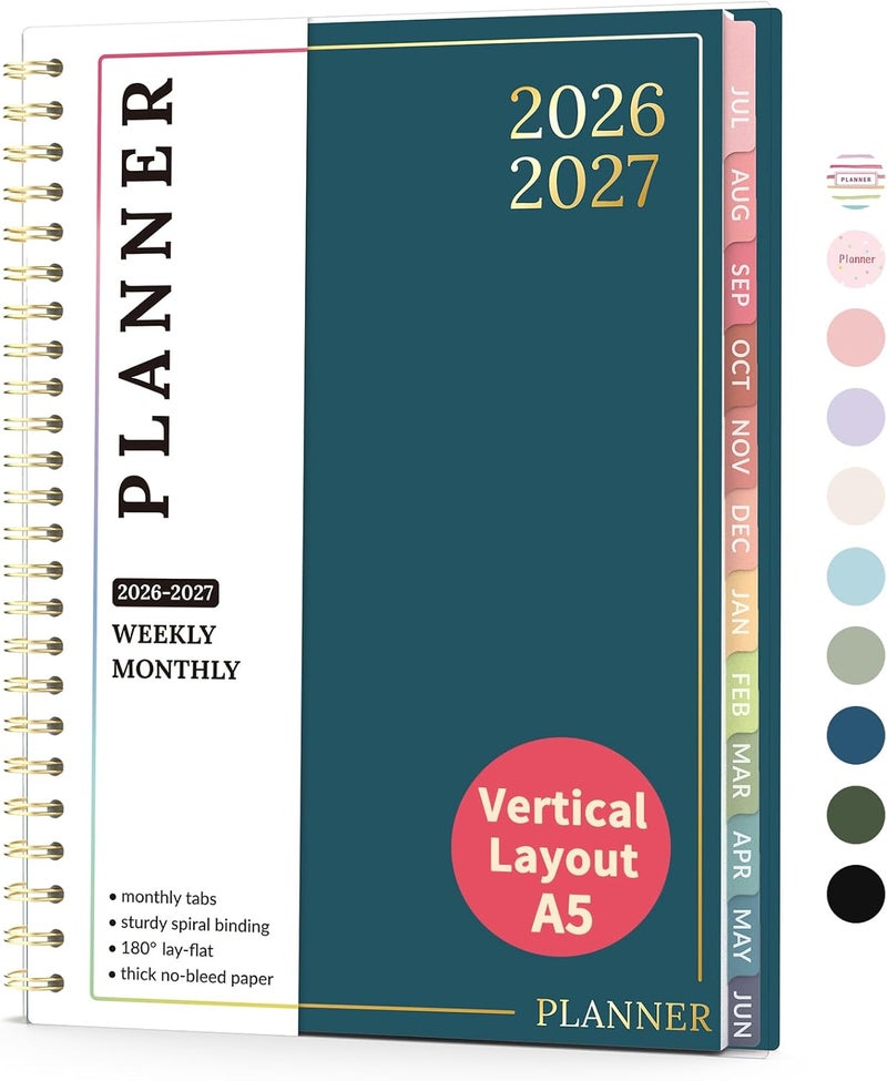 Forvencer مخطط المعلم 2026-2027، مخطط فورفنسر الأكاديمي 2026-2027، يوليو 2026 - يونيو 2027، 6.3 × 8.5 بوصة، كتاب تخطيط أسبوعي وشهري مع 7 فترات، أجندة مدرسية للمعلم والطالب، A5، أزرق داكن - Image 1