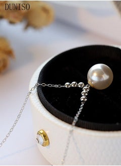 DUNISO Pearl Necklace 925 Sterling Silver Choker Necklace Silver Choker Chain Pearl Pendant Necklace Simple Necklace Chain Jewelry for Women Teen Girls  - Image 1