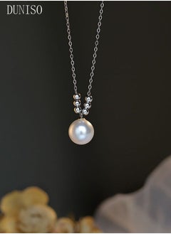 DUNISO Pearl Necklace 925 Sterling Silver Choker Necklace Silver Choker Chain Pearl Pendant Necklace Simple Necklace Chain Jewelry for Women Teen Girls  - Image 2