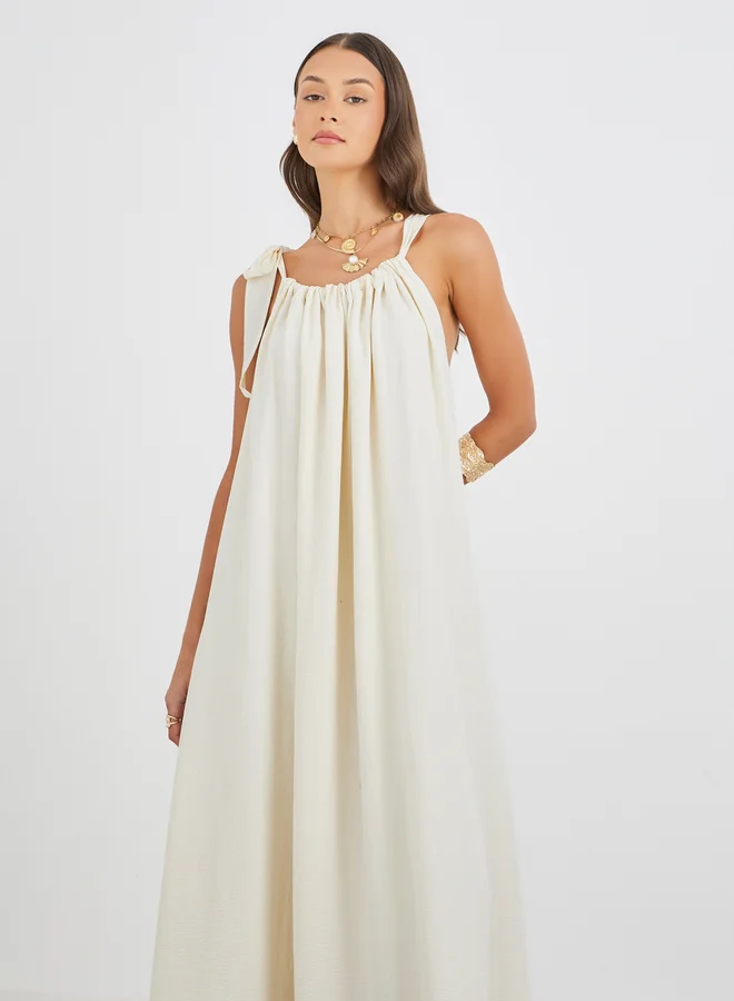 Styli Styli Plain Halter Neck Shift Maxi Dress