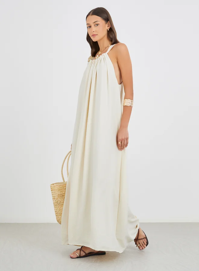 Styli Styli Plain Halter Neck Shift Maxi Dress