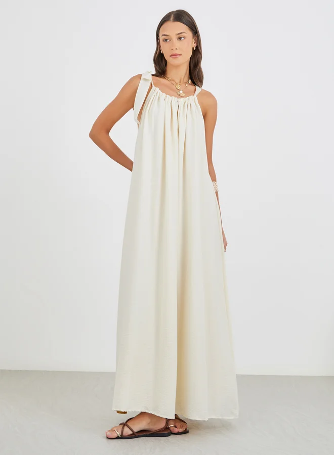 Styli Styli Plain Halter Neck Shift Maxi Dress