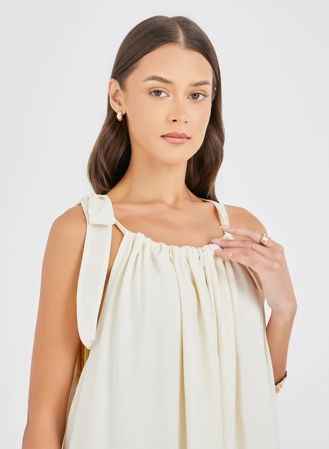 Styli Styli Plain Halter Neck Shift Maxi Dress