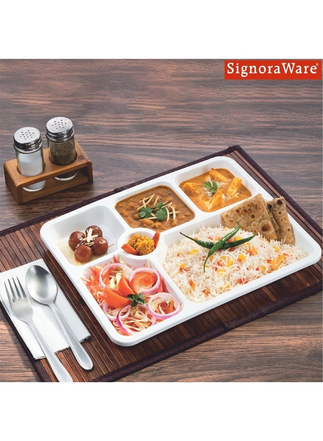 Signoraware New Stack Thali 5 in 1 for Canteens, Hospitals and Midday lunch platters, Set of 3, White - Image 3