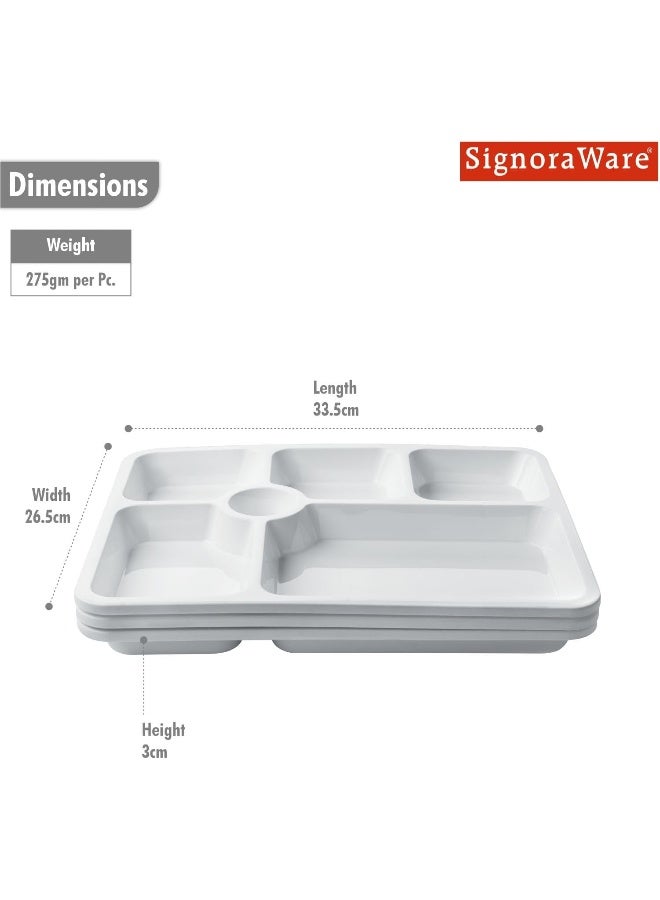 Signoraware New Stack Thali 5 in 1 for Canteens, Hospitals and Midday lunch platters, Set of 3, White - Image 2