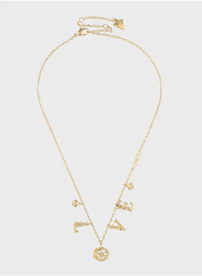 جس Jubn05032Jwygt/U 16-18 Inch Love&Flowers Necklace