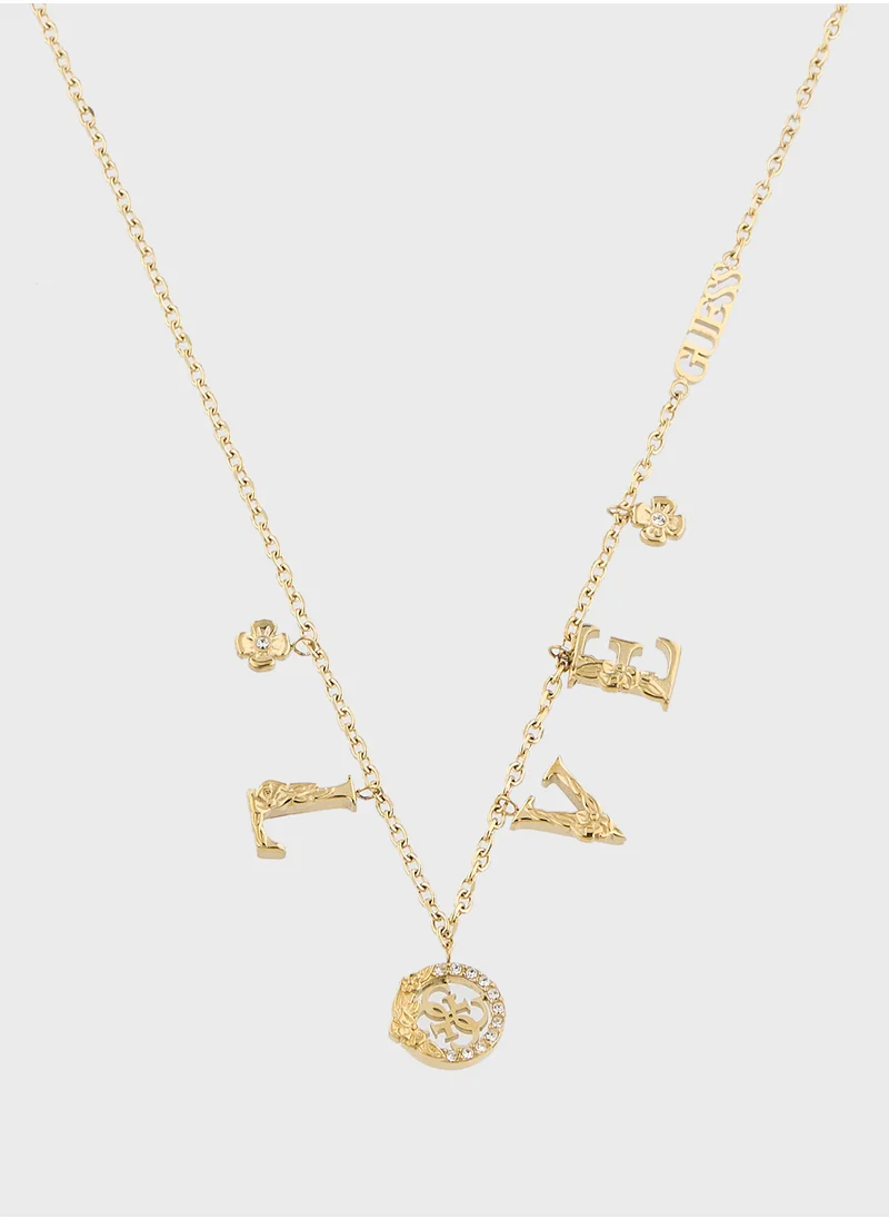 جس Jubn05032Jwygt/U 16-18 Inch Love&Flowers Necklace