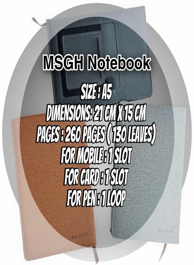 MSGH Pocket Notebook Diary, Jute Notebook Diaries With Mobile Pocket, Card Holder & Pen Loop For Office Personal Daily Planner Diary, A5 Size, 192 Pages, New Year Corporate Gifts for Employee (brown pocket diary) - Image 5