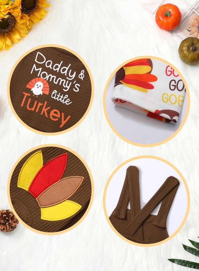 Aulyffo Thanksgiving Baby Boy Outfit 9-12 Months Long Sleeve Romper+Suspender Pants+Turkey Hat 3PCS Thanksgiving Baby Boy Clothes - Image 4