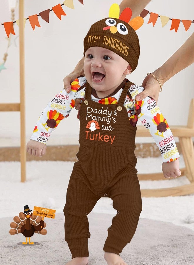 Aulyffo Thanksgiving Baby Boy Outfit 9-12 Months Long Sleeve Romper+Suspender Pants+Turkey Hat 3PCS Thanksgiving Baby Boy Clothes - Image 5