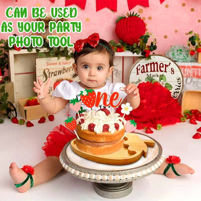 Easma 1pcs Wooden Strawberry Baby Shower Decorations Strawberry Charcuterie Boards for Table Berry Trays Food Serving Platters for Strawberry Party Supply Fillable Fruits Dish Plates for Berry 1st Birthday - Image 3