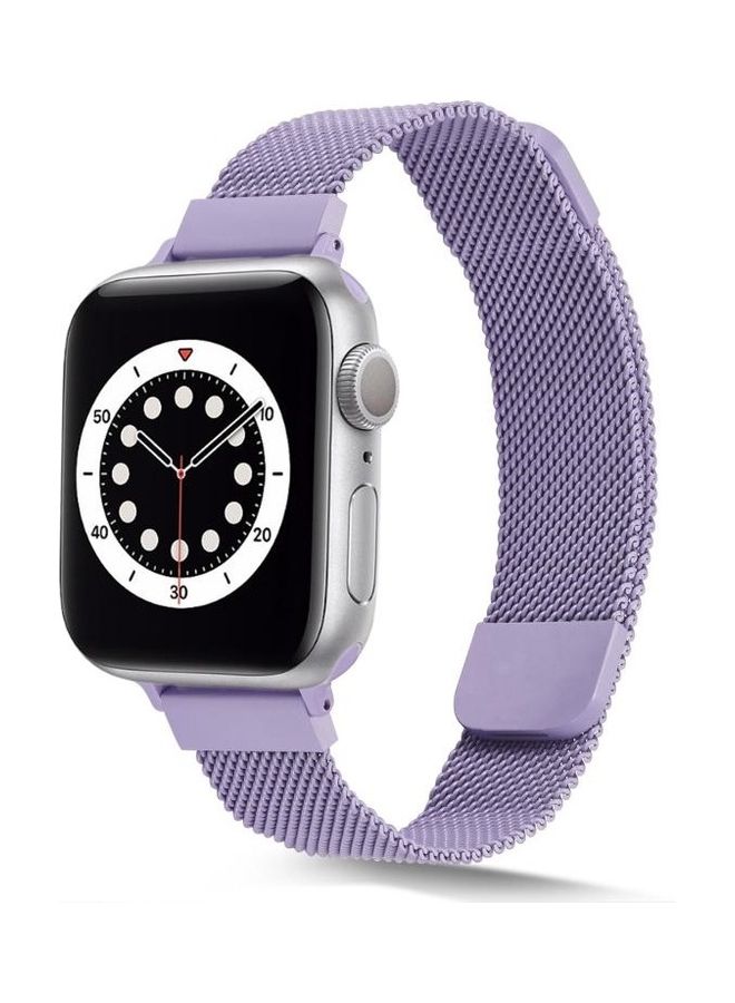 NIBEMINENT Small Waist Dual Section Milan Replacement Watchband For Apple Watch Series 7/6/SE/5/4/3/2/1 45/44/42mm Light Purple - Image 2