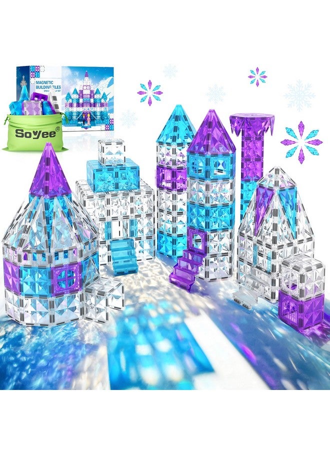 Soyee Frozen Magnetic Tiles 102Pcs With 2 Stairs Dolls Princess Castle Building Stem Toys For 3+ Year Old Girls & Boys, 3 4 5 6 7 8 9 10 Year Old Girl Birthday Gifts  - Image 1