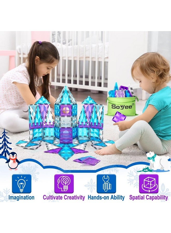 Soyee Frozen Magnetic Tiles 102Pcs With 2 Stairs Dolls Princess Castle Building Stem Toys For 3+ Year Old Girls & Boys, 3 4 5 6 7 8 9 10 Year Old Girl Birthday Gifts  - Image 2