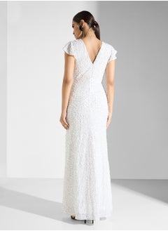 Maya All Over Encrusted Sequin Maxi Dress Ruffle Sleeve  - Image 2