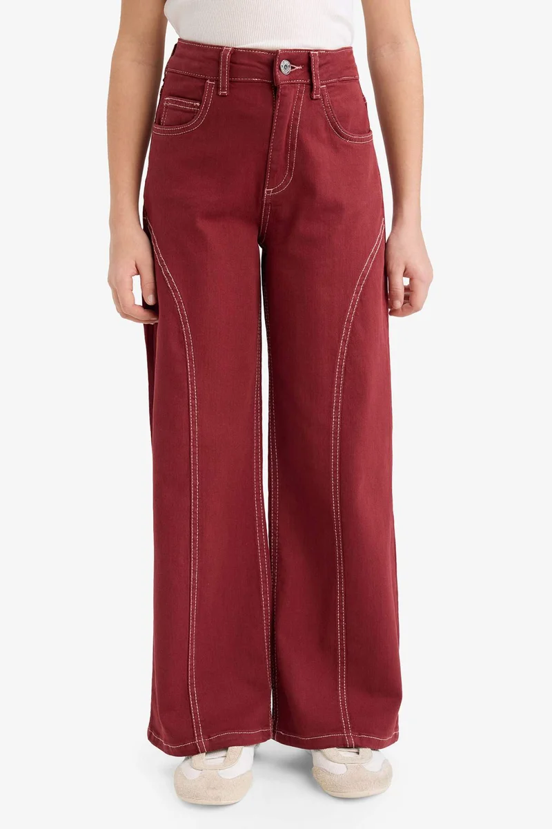 ديفاكتو Girl Wide Leg Gabardine Trousers