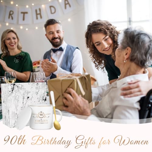 Cabtnca 90th Birthday Gifts for Women, Gifts for 90 Year Old Woman, 90 and Fabulous, Limited 90 Edition Mug, 90th Birthday Gift Ideas for Grandma Mom Aunt, 90th Birthday Mug, 12Oz - Image 2