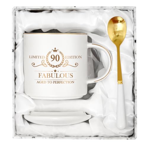 Cabtnca 90th Birthday Gifts for Women, Gifts for 90 Year Old Woman, 90 and Fabulous, Limited 90 Edition Mug, 90th Birthday Gift Ideas for Grandma Mom Aunt, 90th Birthday Mug, 12Oz - Image 1