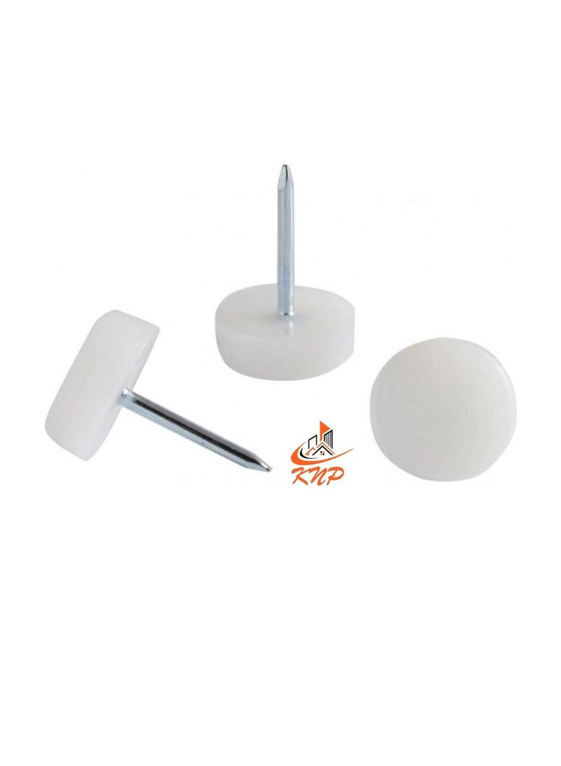 KNP Nylon Furniture Bottom Nail Bush, White - 20pcs - Image 2