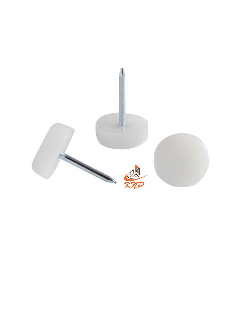 KNP Nylon Furniture Bottom Nail Bush, White - 20pcs - Image 3