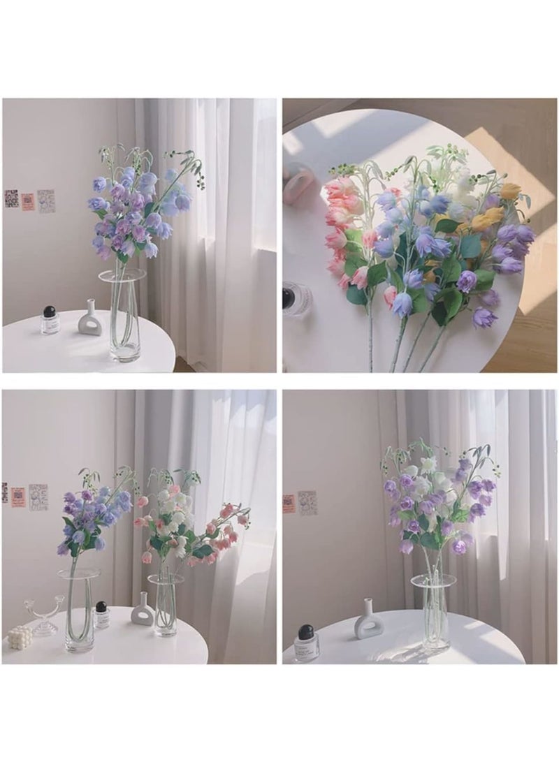 Luckam Artificial Bluebell Silk Flower Set, Faux Lily of The Valley Stems with Wind Chime Design, Outdoor/Indoor Decor for Home, Office, Table Centerpieces, and Wedding Displays (Light Blue, 3-Pack) - Image 4