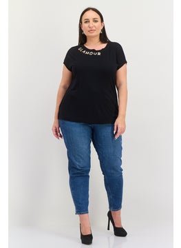 ESPRIT Women Round Neck Cap Sleeves Textured Top, Black  - Image 4