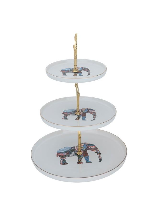 السيف  حامل تقديم من البورسلين 3 مستويات دائري ملون - Image 2