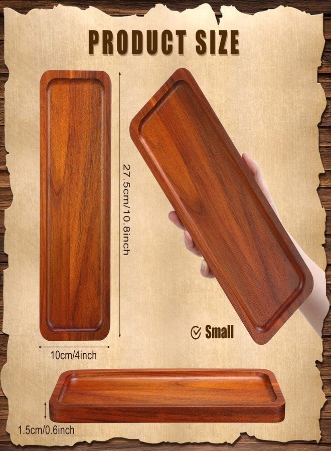 Marsui 10 Pack Solid Wood Serving Trays Acacia Wooden Server Platter Rectangular Charcuterie Boards with Grooved Handle for Home Room Coffee Cheese Appetizer Table Farmhouse Serving Decor (10.8 x 4 Inch) - Image 3