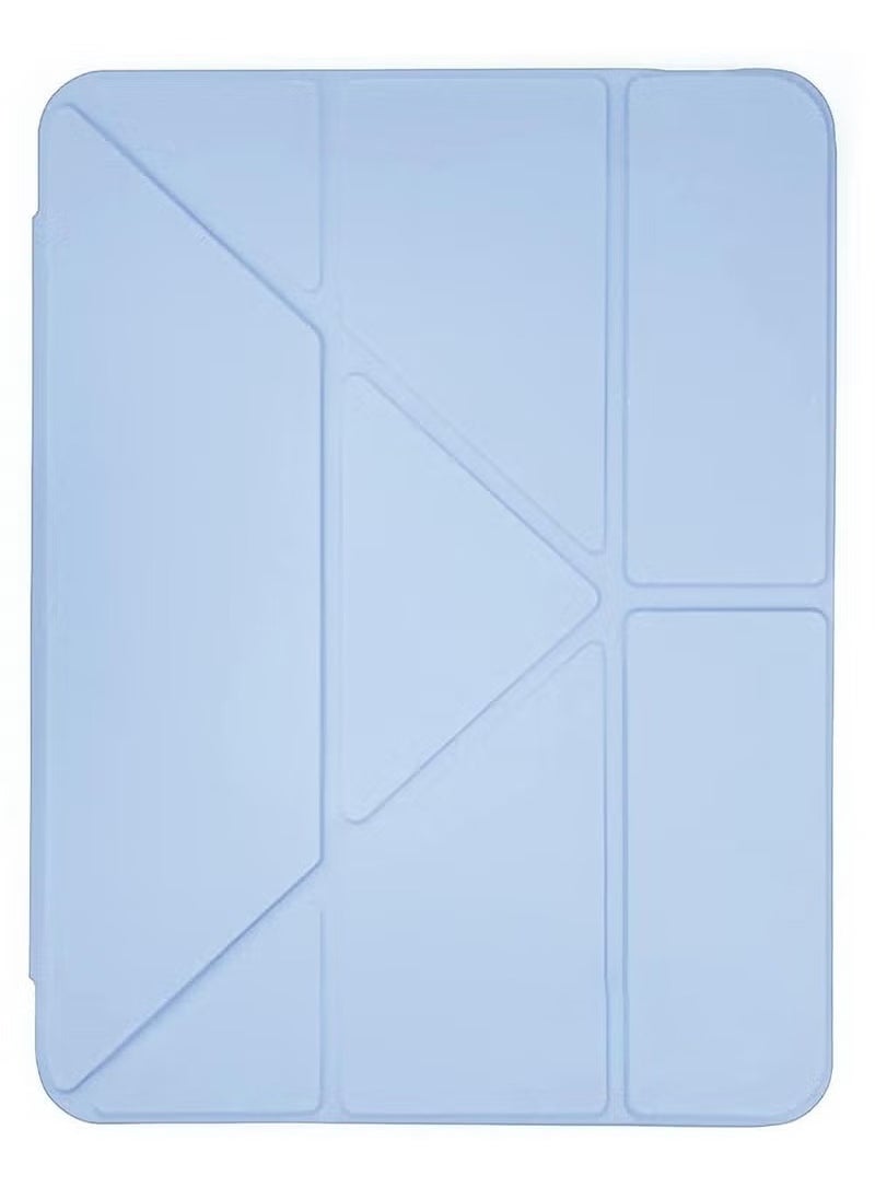 iPad 10th الجيل 10.9 بوصة 2022 / iPad 11 G2025 غطاء حماية مدمج في حقيبة مرنة خلفية ، قوس ثلاثي أضعاف ، تنبيه النوم التلقائي انتعاش سلسلة شفافة / أزرق السماء