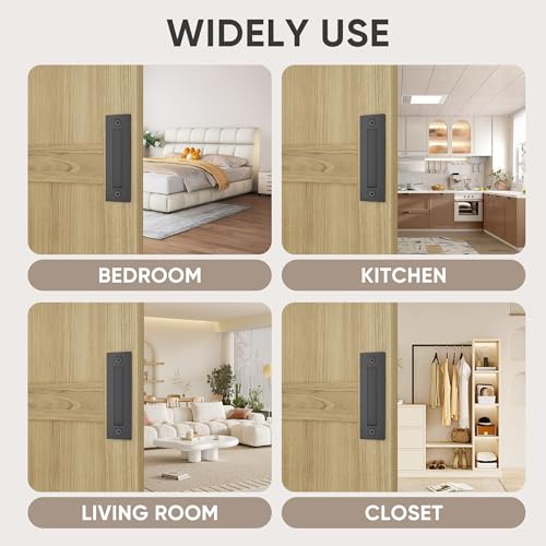 JUBEST 8-3/5'' Sliding Barn Door Handle Modern Simple Finger Flush Pull Handle for Gates Garages Sliding Doors Cabinets Closet and Drawers, Matte Black - Image 5